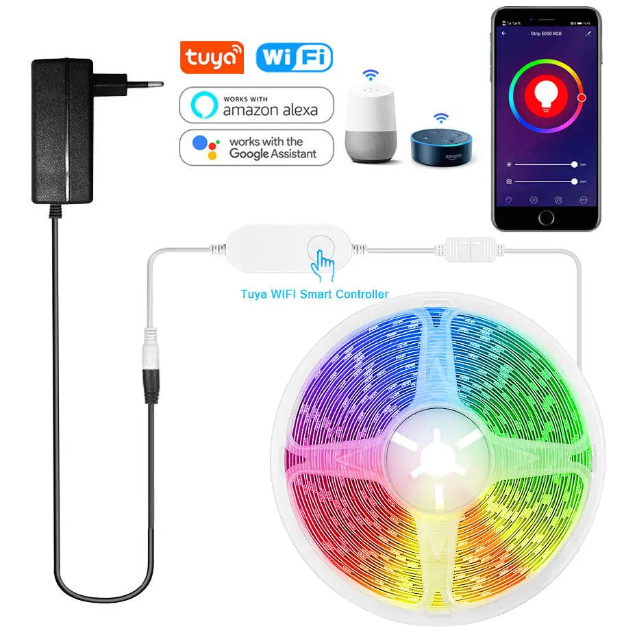 Tuya Smart Life WiFi Светодиодная лента RGB 5050 с голосовым управлением светодиодный