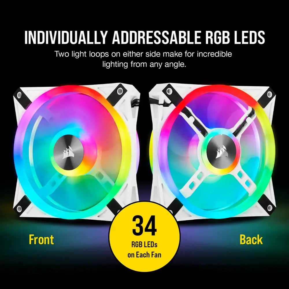 Corsair Fan QL серия Ql120 RGB 120 мм светодиодный вентилятор черный/белый цвет новый