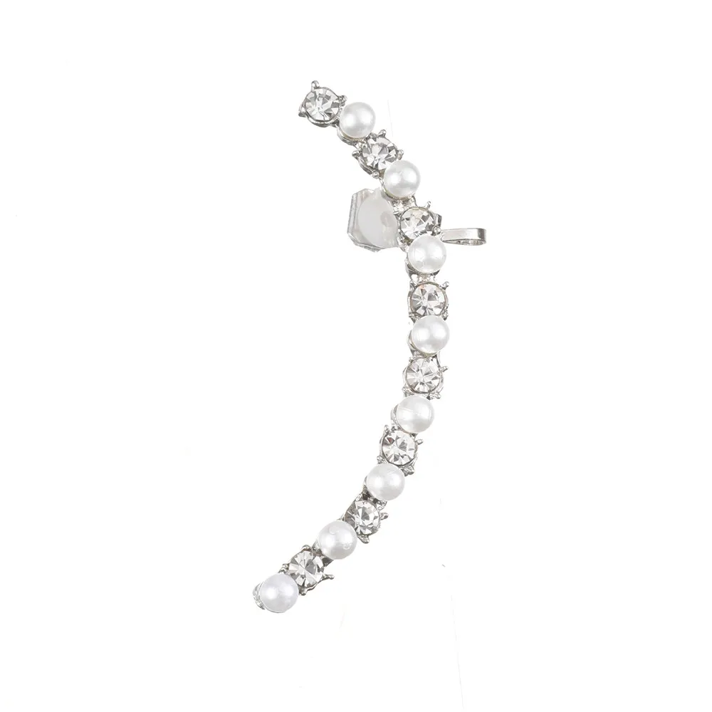 Модные серьги инкрустированные кристаллами с имитацией жемчуга манжеты