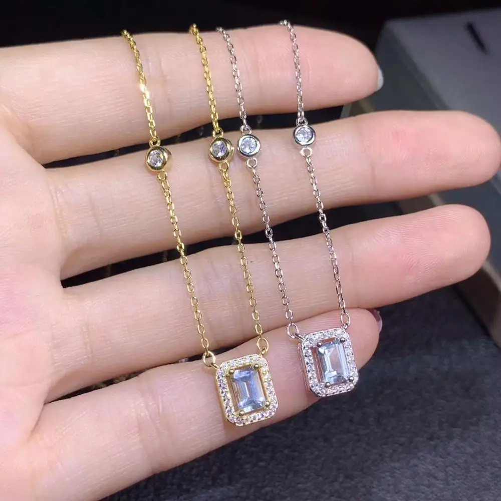 Женское ожерелье из серебра 925 пробы с натуральным синим драгоценным