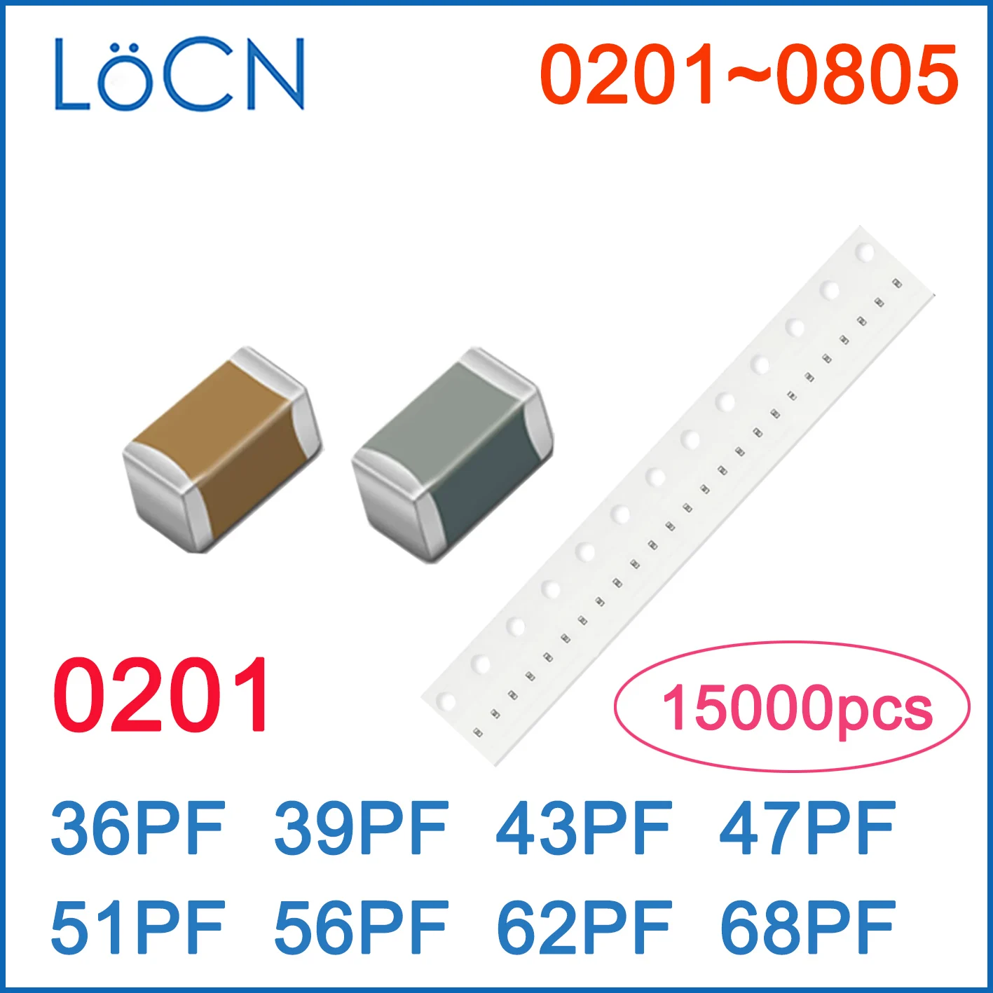 15000 шт. 0201 36PF 39PF 43PF 47PF 51PF 56PF 62PF 68PF COG/NPO RoHS 50 в 5% SMD конденсатор высокого качества