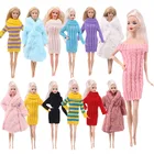 1 шт. разноцветное шерстяное Смешанное пальто для кукол, высококачественная одежда, модное платье ручной работы, цветной свитер, зимний наряд для куклы Барби