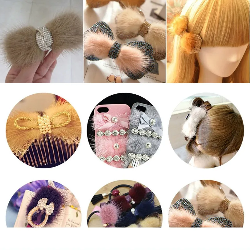 

3*7cm Imitation Mink Pompoms Bowknot Fur Pompom for Sewing on Knitted Scarf Shoes Hats Fur Patches Diy Crafts Hair Accessories