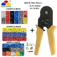hsc8 10s 0 25 10mm2 23 7awg crimp pliers multi hand tools tube bootlace terminals crimping 800pcs 1200pcs 1050pcs terminal tools