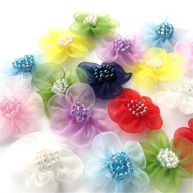 20 шт./упак. 30 мм органзы бантики головной убор материал розетка DIY лук для волос