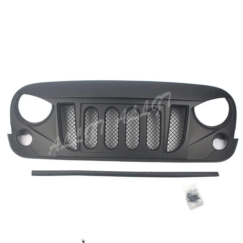 Front Grill Bumper upper grill For Jeep Wrangler JK 2007 2008 2009 2010 2011 2012 2013 2014 2015 2016 2017 Black Grille | Автомобили и