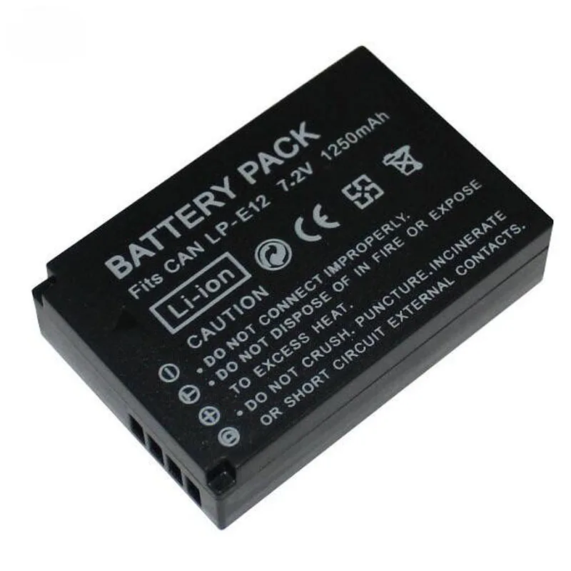 7 2 V 1250 мА/ч LP-E12 LPE12 Батарея + AC Зарядное устройство для Canon SX70 HS Rebel SL1 EOS-M EOS M2 M10 M50 M100