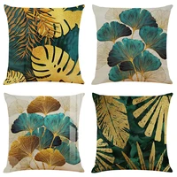 tropical leaf square cushion cover throw pillow case slipover pillowslip for home sofa couch chair back seat 18x18 inches