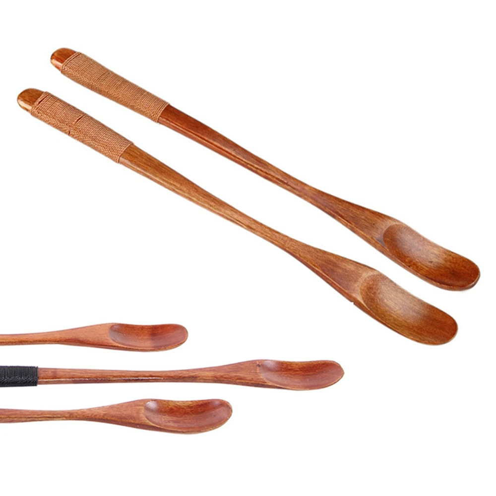 

Long Handle Natural Wooden Spoon Teaspoon Coffee Spoon Winding Line Design Mixing Stirring Spoon Kitchen Supplies Tableware