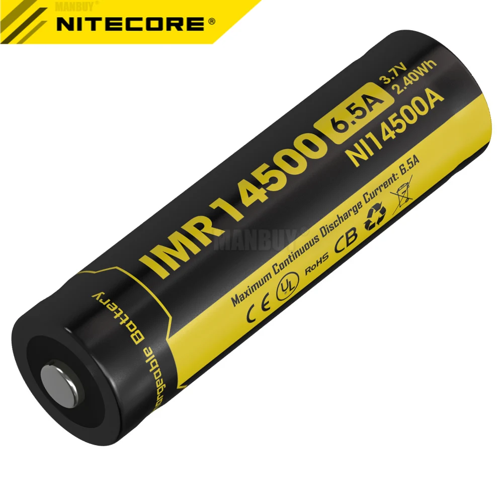 

NITECORE IMR14500 650 мА/ч, 6.5A 3,7 V 2.4Wh высокое дренажное устройство Li-Mn общего назначения Перезаряжаемые Батарея 500 раз циклов заряда-разряда NI14500A