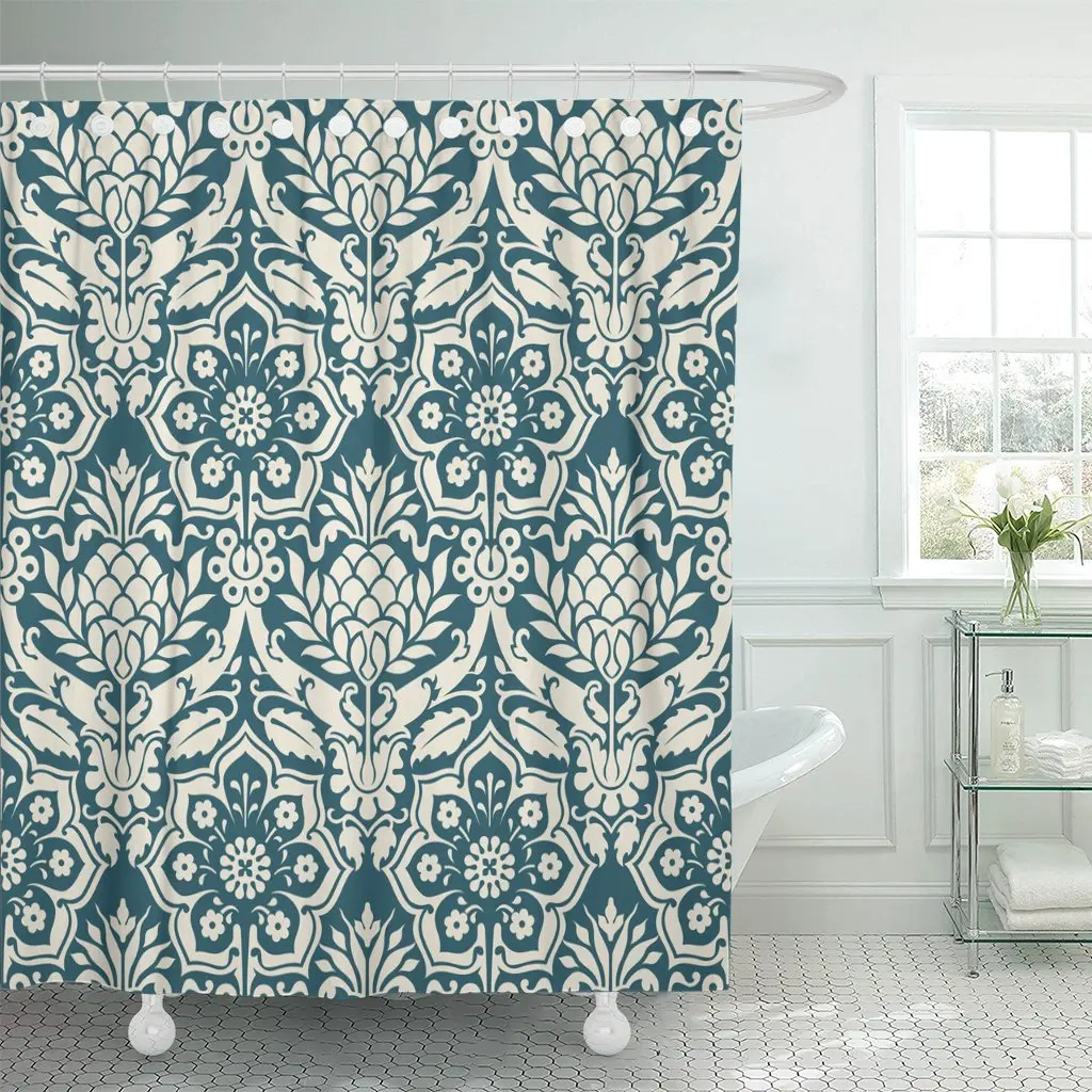 

Набор ковровых покрытий 60x72 дюйма, антикварная вещь, викторианский узор, цветочный узор, водонепроницаемая занавеска для ванной полиэстер