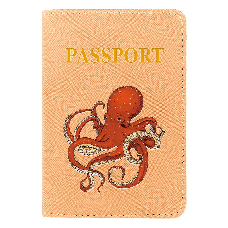 

Fashion Octopus Design Printing Passport Cover Pu Leather Travel ID Credit Card Holder Pocket Wallet Bags
