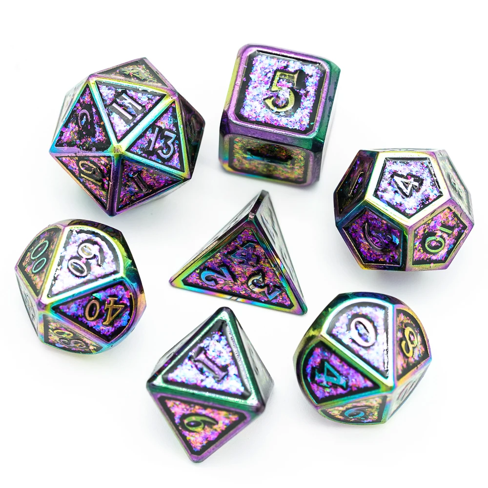 

Металлические кости cusdie Rainbow D & D, 7 шт., набор многогранных костей для ролевых игр MTG Pathfinder