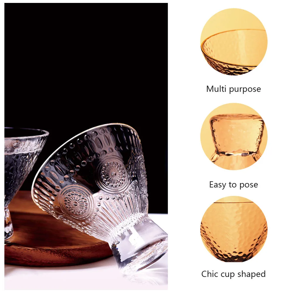 

1PC Creative Fruit Glass Cup Pudding Ice Cream Cup Golden Edge Dessert Cup