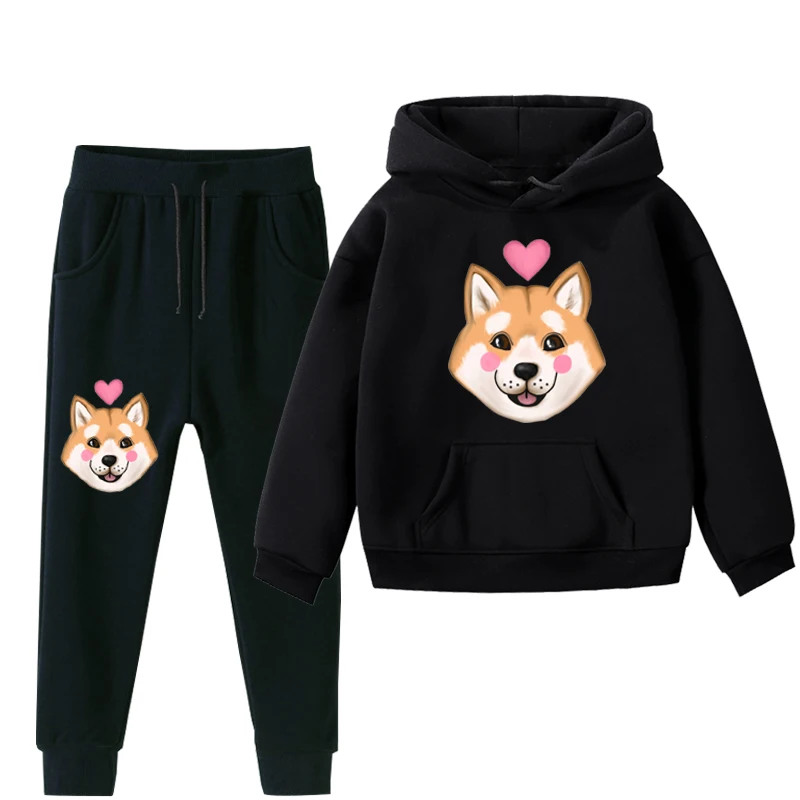 Костюм с капюшоном Шиба-ину сезон осень-зима теплая толстовка для мальчиков и