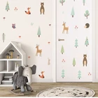 Милые Мультяшные наклейки на стену в виде медведя, кролика для детской комнаты, гостиной, холма, деревьев, настенные Стикеры, роспись, украшение для дома