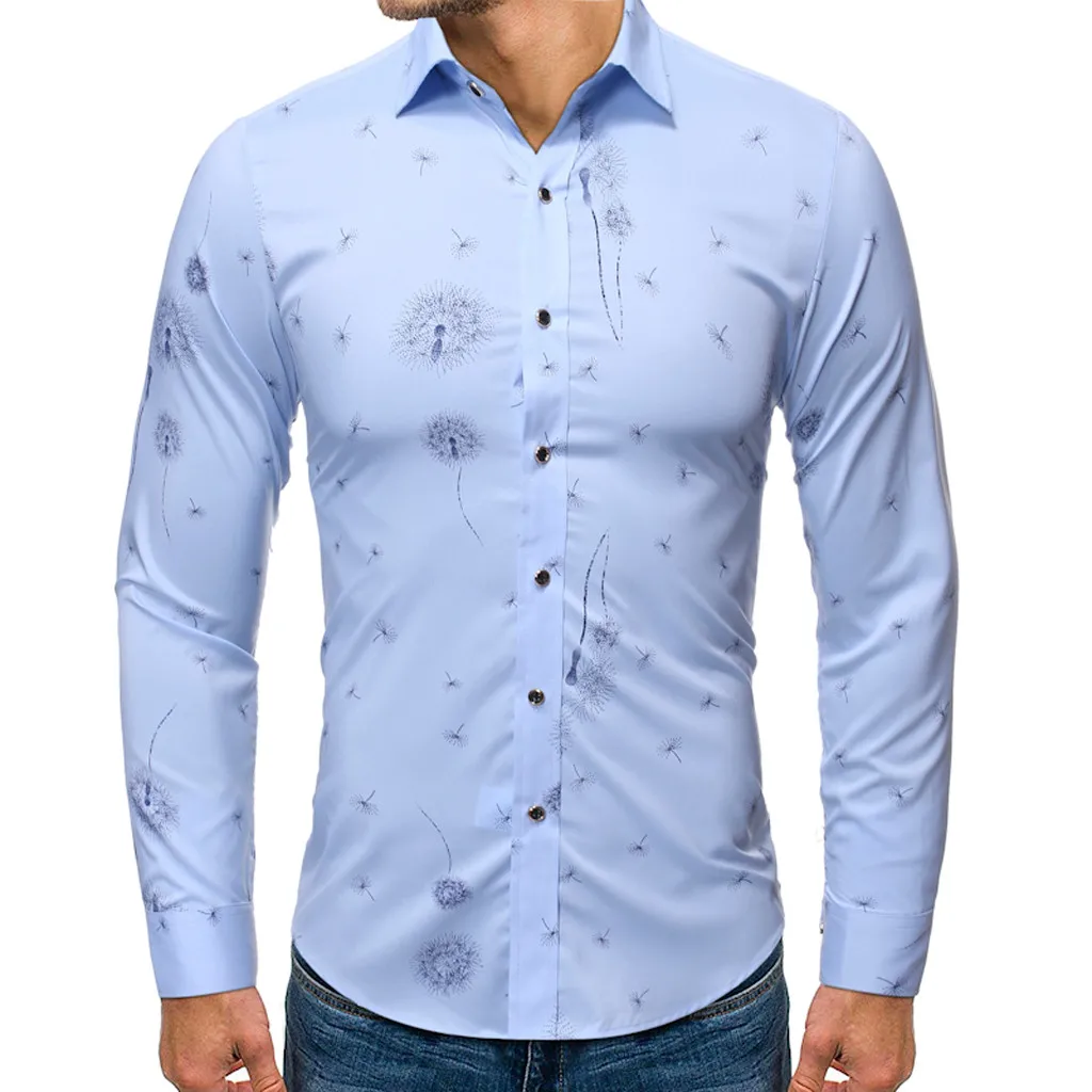 KANCOOLD Shirt regular casual men's shirt Men's New Style Fashion stamped Long Sleeve Printed Long-Sleeved Blouse Nov14 | Мужская