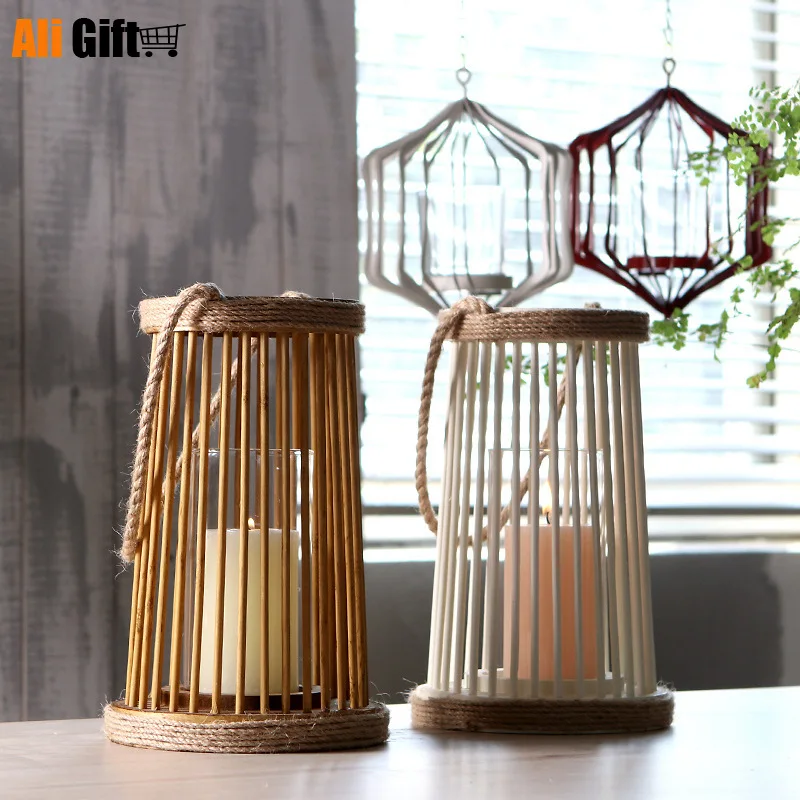 Простой современный ручной деревянный подсвечник ива тканый лепрозий веревка