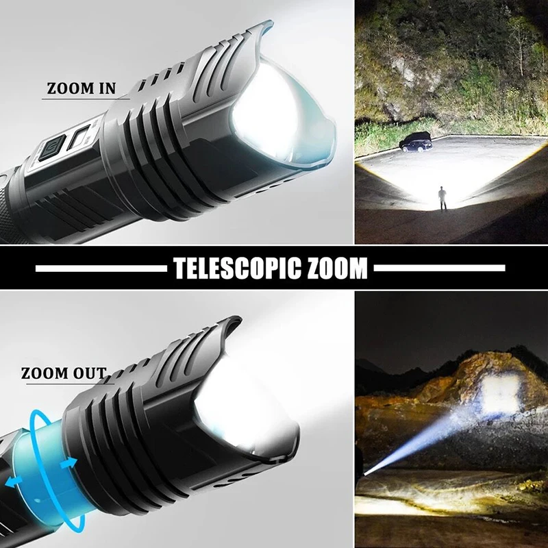 

Powerful Led Flashlight XHP90.2 USB Torch Light 26650 Rechargeable Tactical Lantern Ultra Bright Hand Lamp for camping hunting