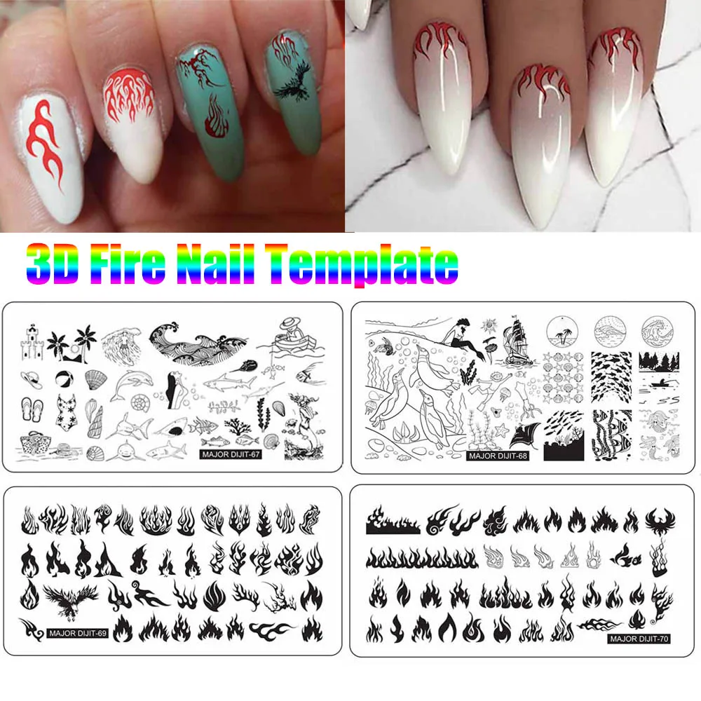 1 шт. штампы для ногтей штамповка шаблон Огненный Цветок Геометрические Животные