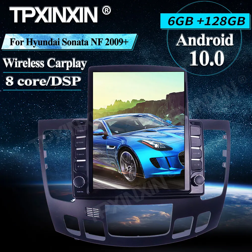 저렴한 현대 소나타 NF 128 + 용 6 + 2009G 테슬라 차량용 멀티미디어 플레이어, 안드로이드, 무선 카플레이, 스테레오 리시버, 라디오, 자동차 GPS, 내비게이션