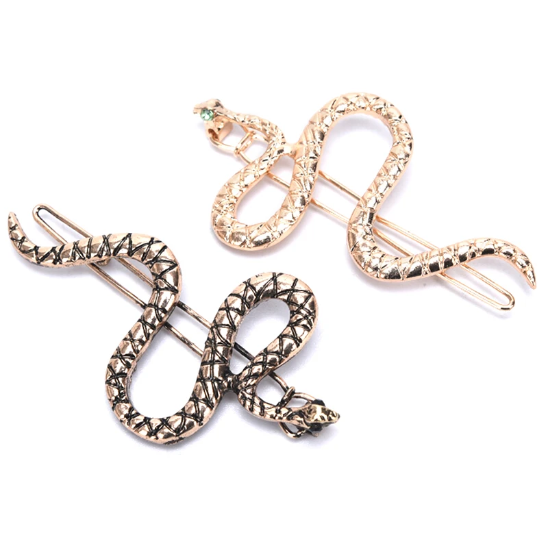 Стиль Панк Простой заколка для волос со змеиным рисунком животных из золотистого