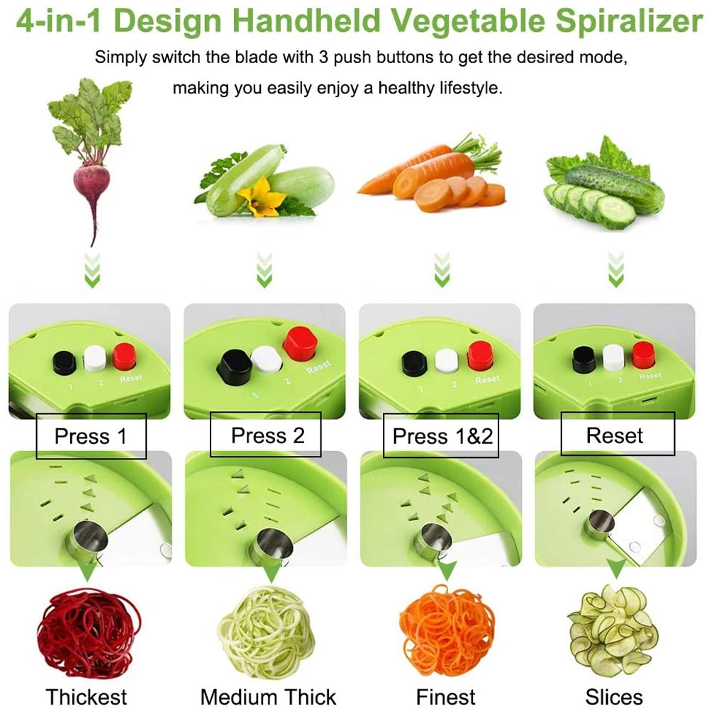 Handheld Spiralizer Vegetable Fruit Slicer Adjustable Spiral Grater Cutter Salad Tools Rotary Grater Kitchen Items images - 6