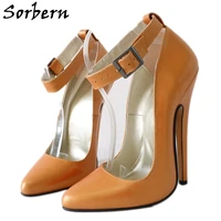 sorbern sexy 6 inch high heel pumps women real leather pointy toes stilettos ankle strap black heels pump shoe multi colors