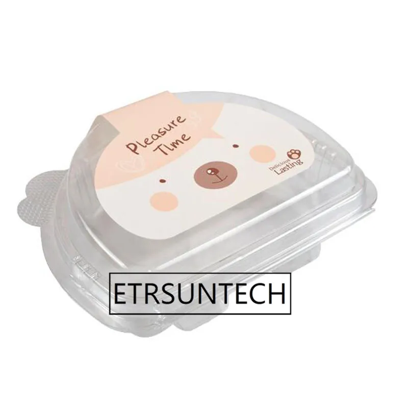 

200pcs DIY Cake Roll Blister Box Cartoon Bear Cake Box Semicircle Transparent Baking Food Packing Box