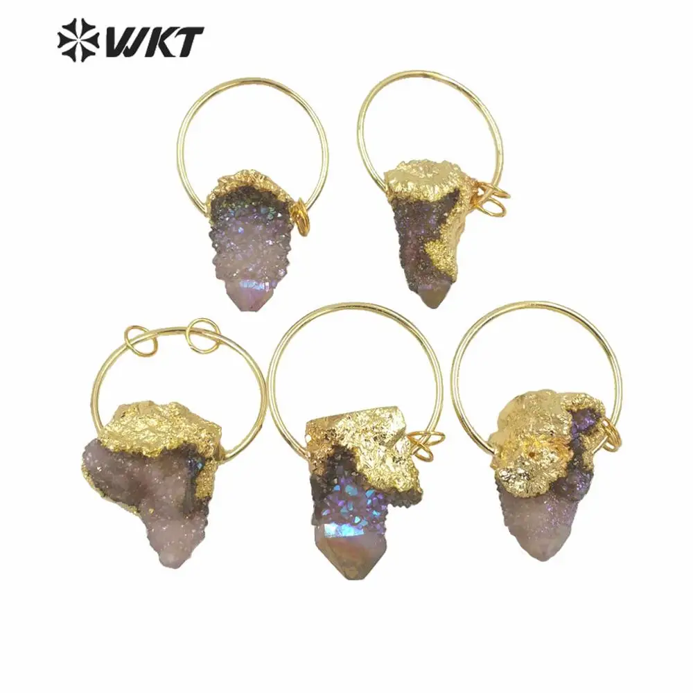 WT-P1578 удивительная ручная работа натуральная аура Кварцевая точечная подвеска