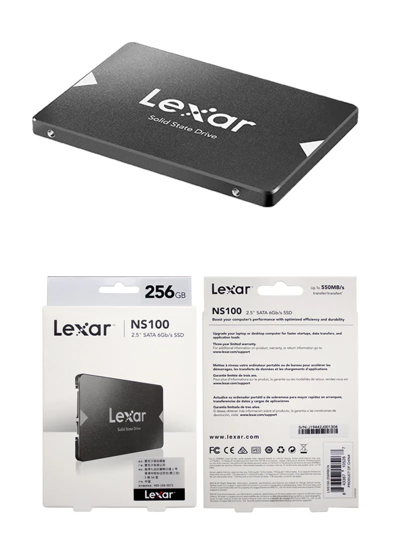 Lexar SSD 512 ГБ 256 ГБ 128 ГБ SATA III 2,5 дюймов Внутренний твердотельный накопитель скорость чтения Max 550 МБ/с. NS100 жесткого диска