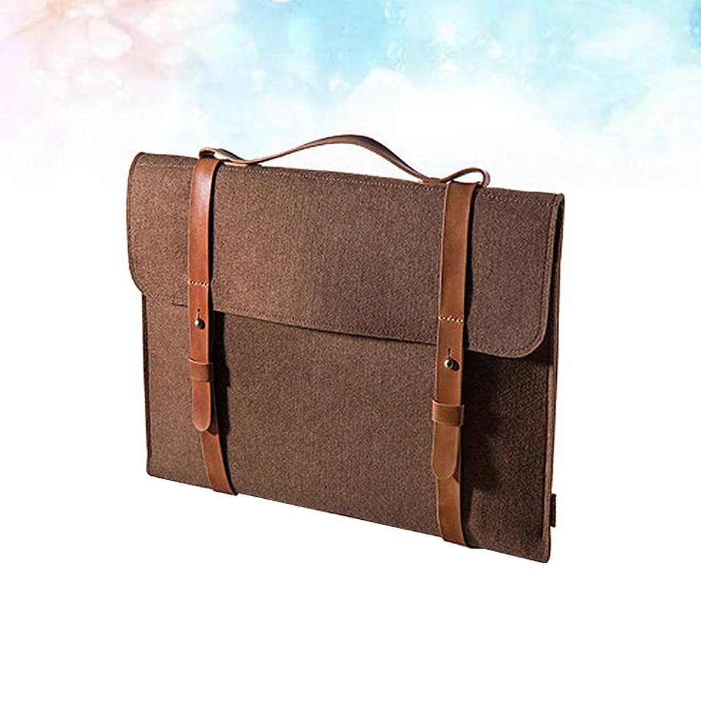 

1PC 12 Inch Laptop Handbag Simple Felt Laptop Protective Portable Laptop Bag Briefcase (Light Brown)