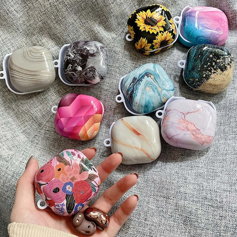 

Abstract Marble Earphone Case For Samsung Galaxy Buds Live Sunflower Flowers Cases Hard PC Bluetooth Headset Box Protector Cover
