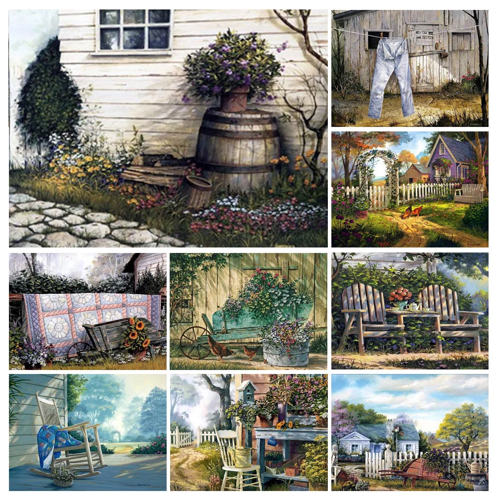 

5D новая алмазная живопись, деревенский пейзаж, ручная роспись, алмазная вышивка Стразы, мозаика ручной работы, украшение для дома, искусство