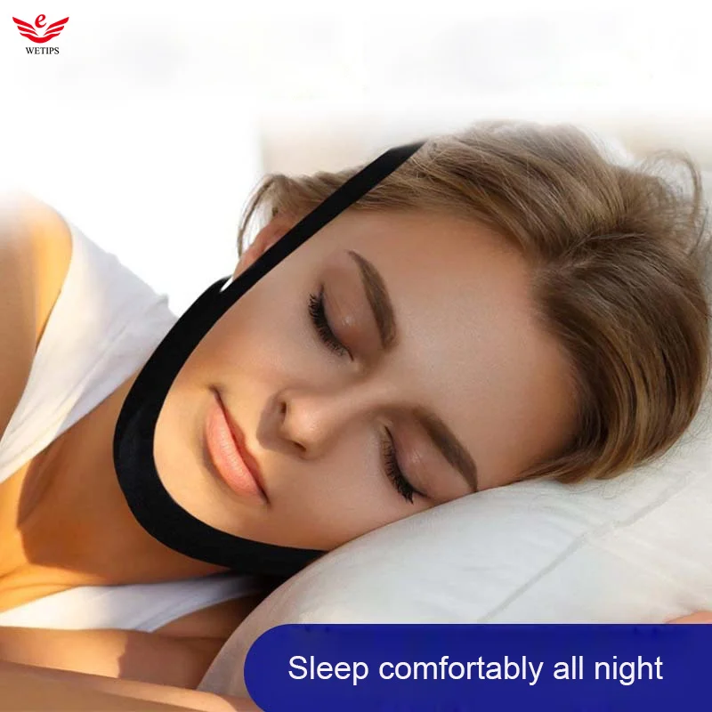 

WETIPS Black One-piece Anti Snoring Chin Strap Breathable Cinta De Queixo Anti Ronco Stops Snoring Chin Strap Antisnoring Belt