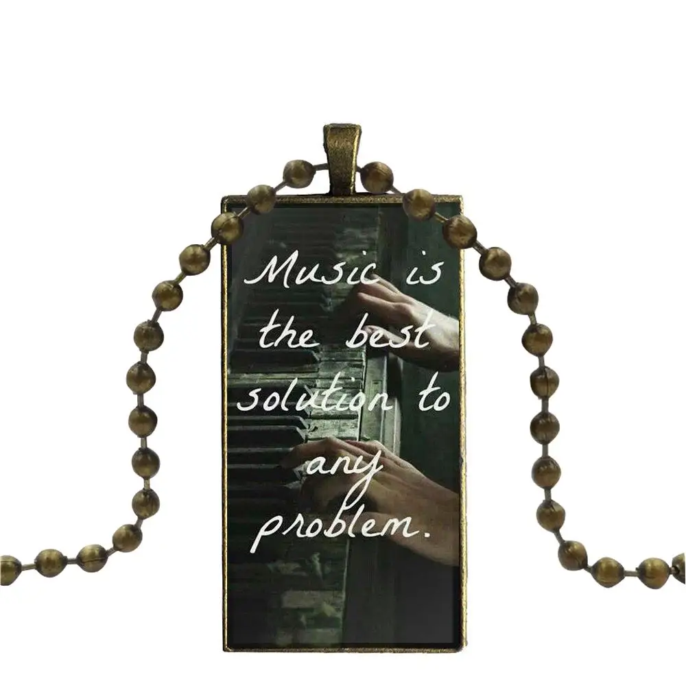 Ожерелье модное длинное с цепочкой и прямоугольным украшением для женщин, ручная работа девушек, программное обеспечение для музыки, пианино, штекер на.