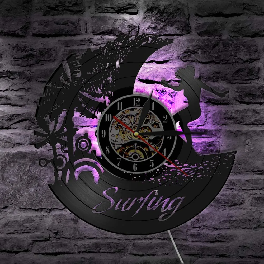 Настенные часы с виниловой пластиной для серфинга современные винтажные