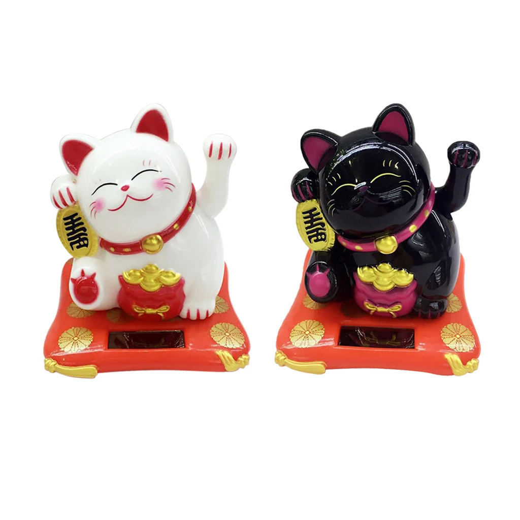 Swing Hand Figure Doll Toy Maneki Neko Model Figures for Kids Car Solar Ornament Home Decor | Дом и сад