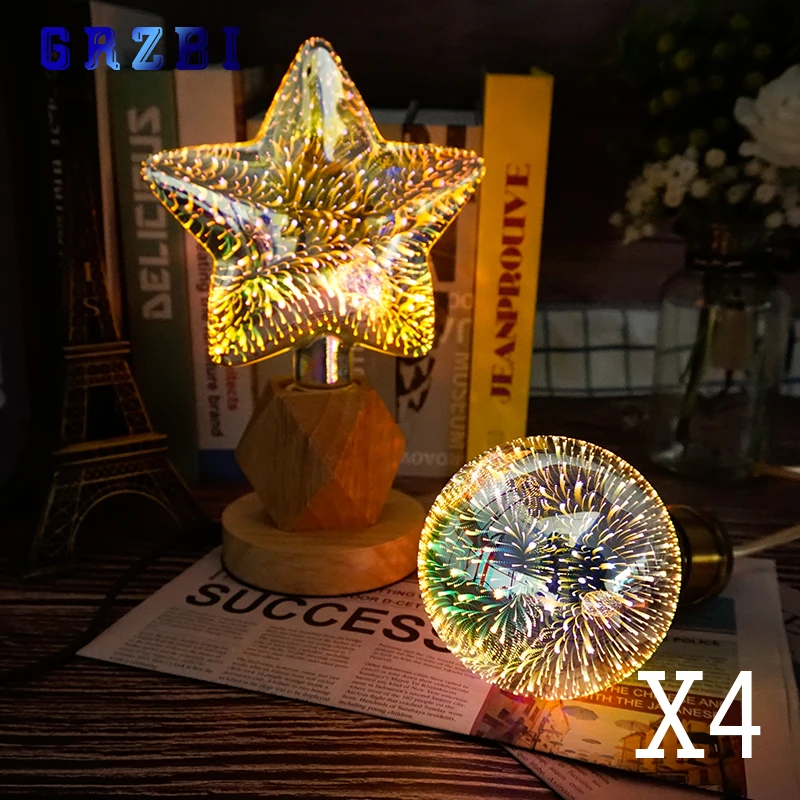 

4pcs/lot 3D Firework Led Light Effect E27 Vintage Edison Led Bulb 220V A60 ST64 G80 G95 G125 Holiday Novelty Decoration Lighting