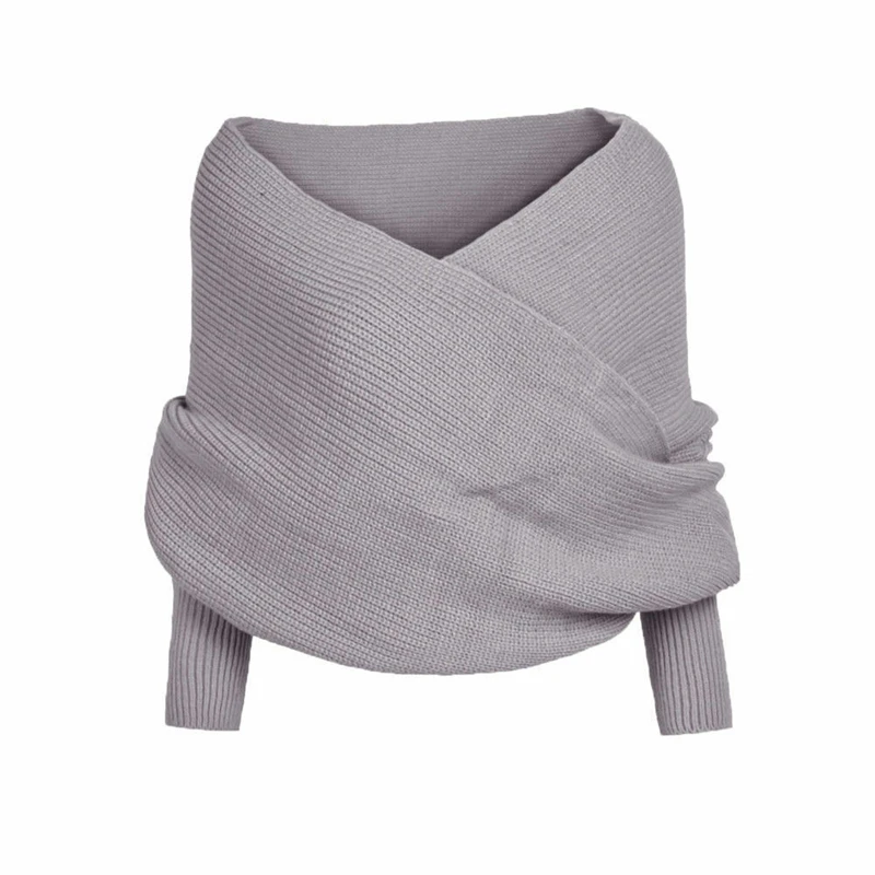 Модный однотонный корейский элегантный серый трикотажный свитер для женщин топы