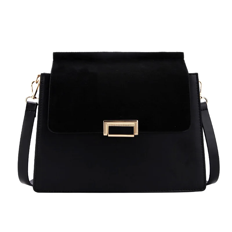 New Fashion Crossbody Bags Over Shoulder Famous Brand Nubuck Leather Handbags Female Large Capacity Messenger Bag Bolsos Mujer - Color: Black