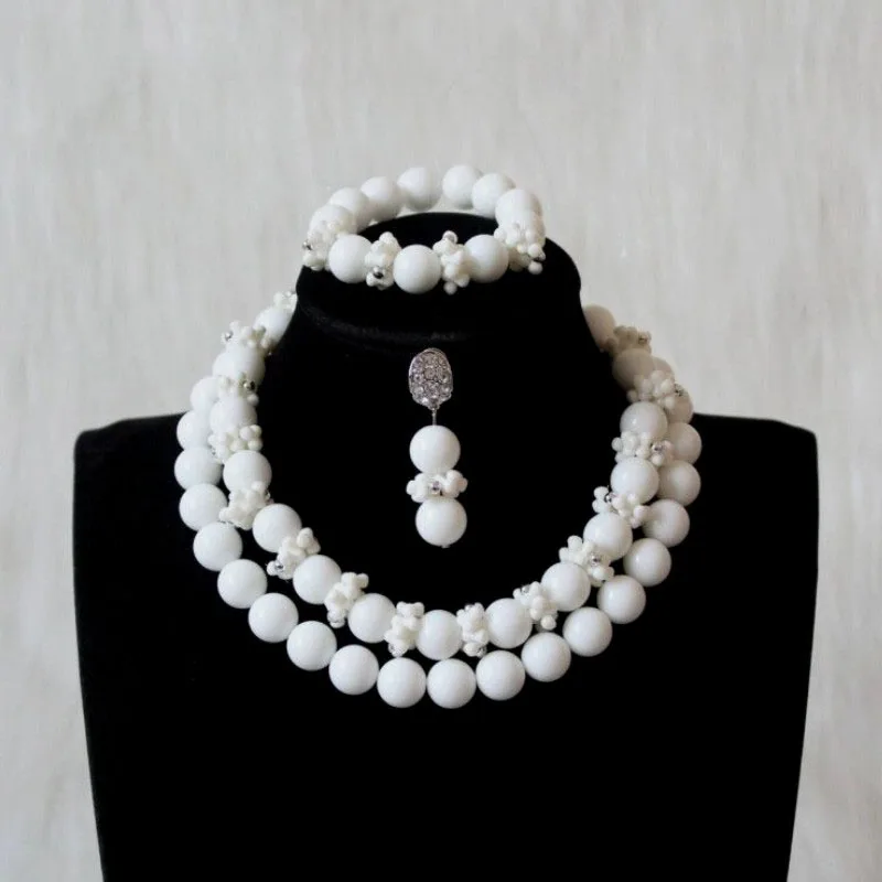 4UJewelry Свадебный комплект ювелирных изделий для африканских женщин белый