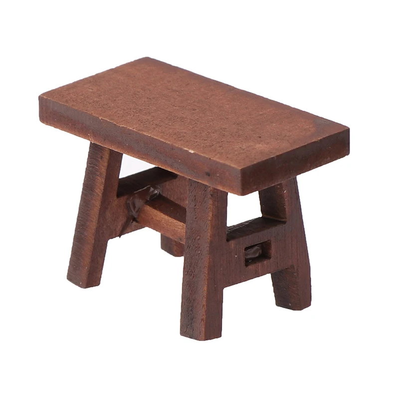 1Pc Mini Retro Bench Woodeen Kruk Stoel Meubels Model Speelgoed Voor Poppenhuis Decoratie 1:12 Miniatuur Accessoires | Игрушки и хобби