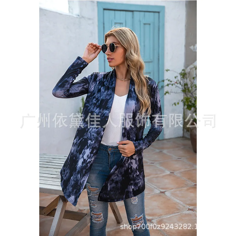 

New tie dyed cardigan thin coat women's loose long sleeve top