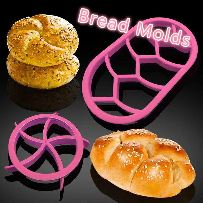 

2pcs/set Round & Oval Bread Molds Stamper Plastic Dough Pastry Cutter Cookie Biscuit Press Mould Kitchen Baking Mold Bread Tools