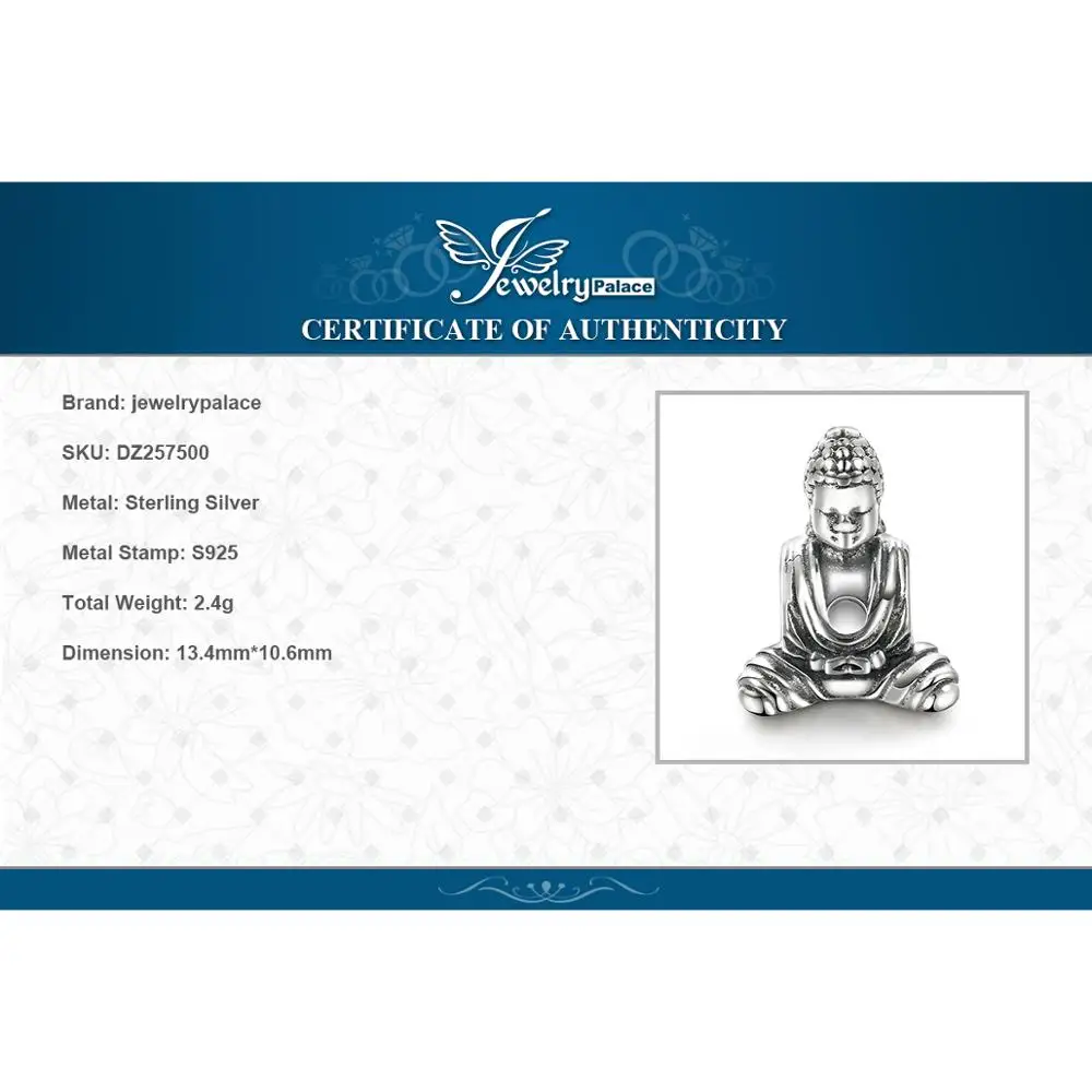 

JewelryPalace Vingate Faithful 925 Sterling Silver Beads Buddhism Charm Bead fit Bracelet Fashion Women Jewelry Making