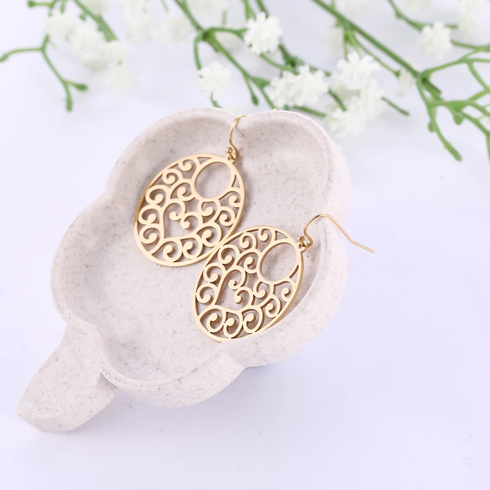 Рыбий крючок полые Роза круг цвет золотой цветок лист лицо Богемия нержавеющая