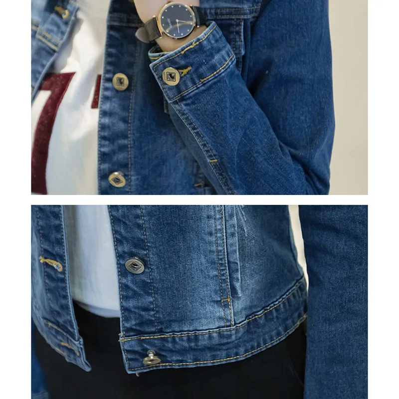 Куртка женская джинсовая Модная приталенная Короткая Повседневная куртка в