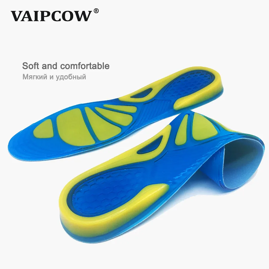 VAIPCOW Silicon Gel Insoles Foot Care for Plantar Fasciitis orthopedic Massaging Shoe Inserts Shock Absorption Shoe pad Unisex