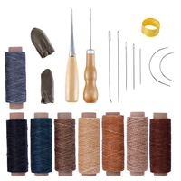 20pcs leather craft tools with hand sewing needles drilling awl waxed thread and thimble for leather upholstery c needles